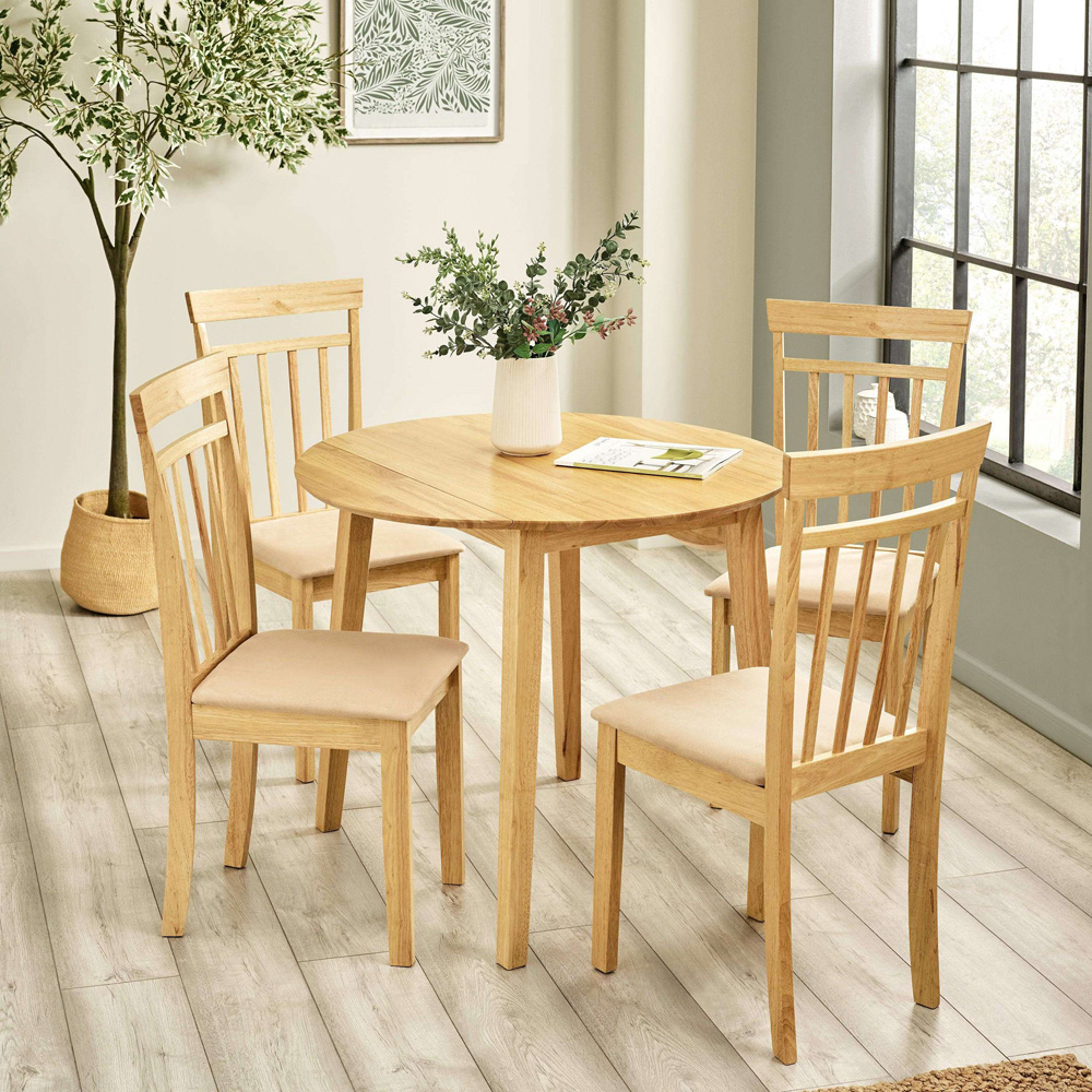 Julian Bowen Coast 4 Seater Oak Effect Round Drop Leaf Dining Table Image 8