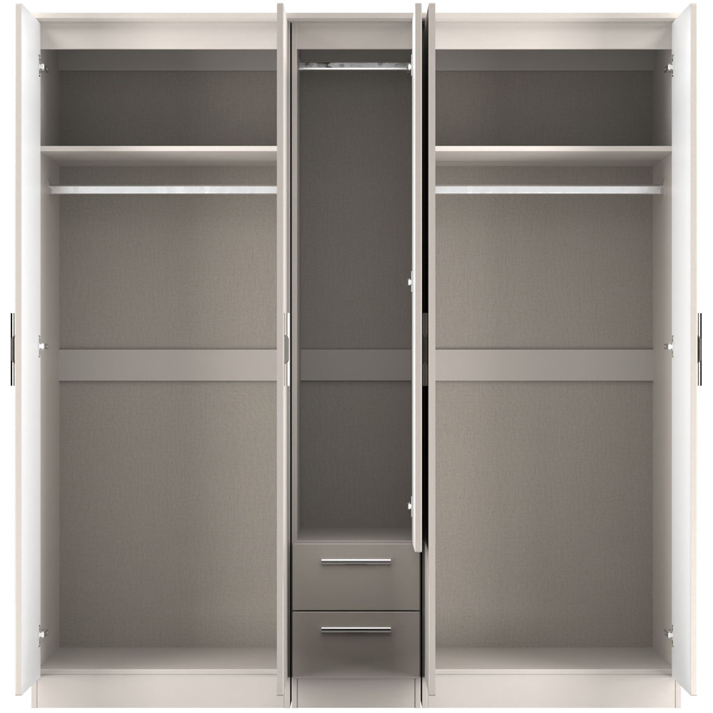 Crowndale Knightsbridge 5 Door 2 Drawer Kashmir Gloss Tall Wardrobe Ready Assembled Image 6