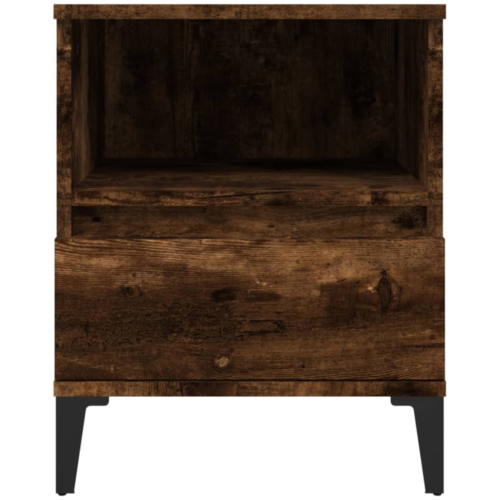vidaXL Single Drawer Single Shelf Smoked Oak Bedside Cabinet Set of 2 Image 7