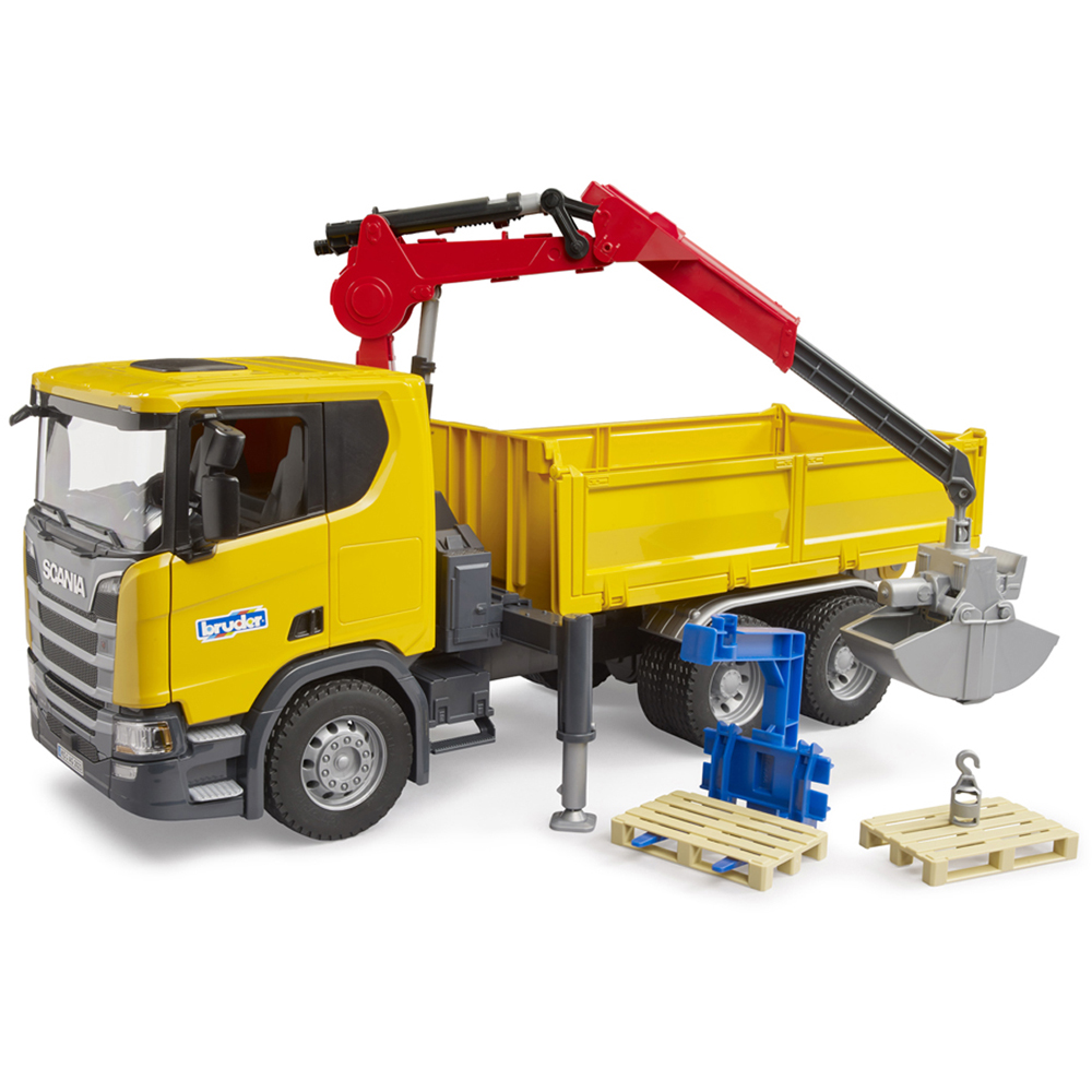 Bruder Kids Scania Super 560R Construction Truck with Crane and 2 Pallet Playset Model Image 2