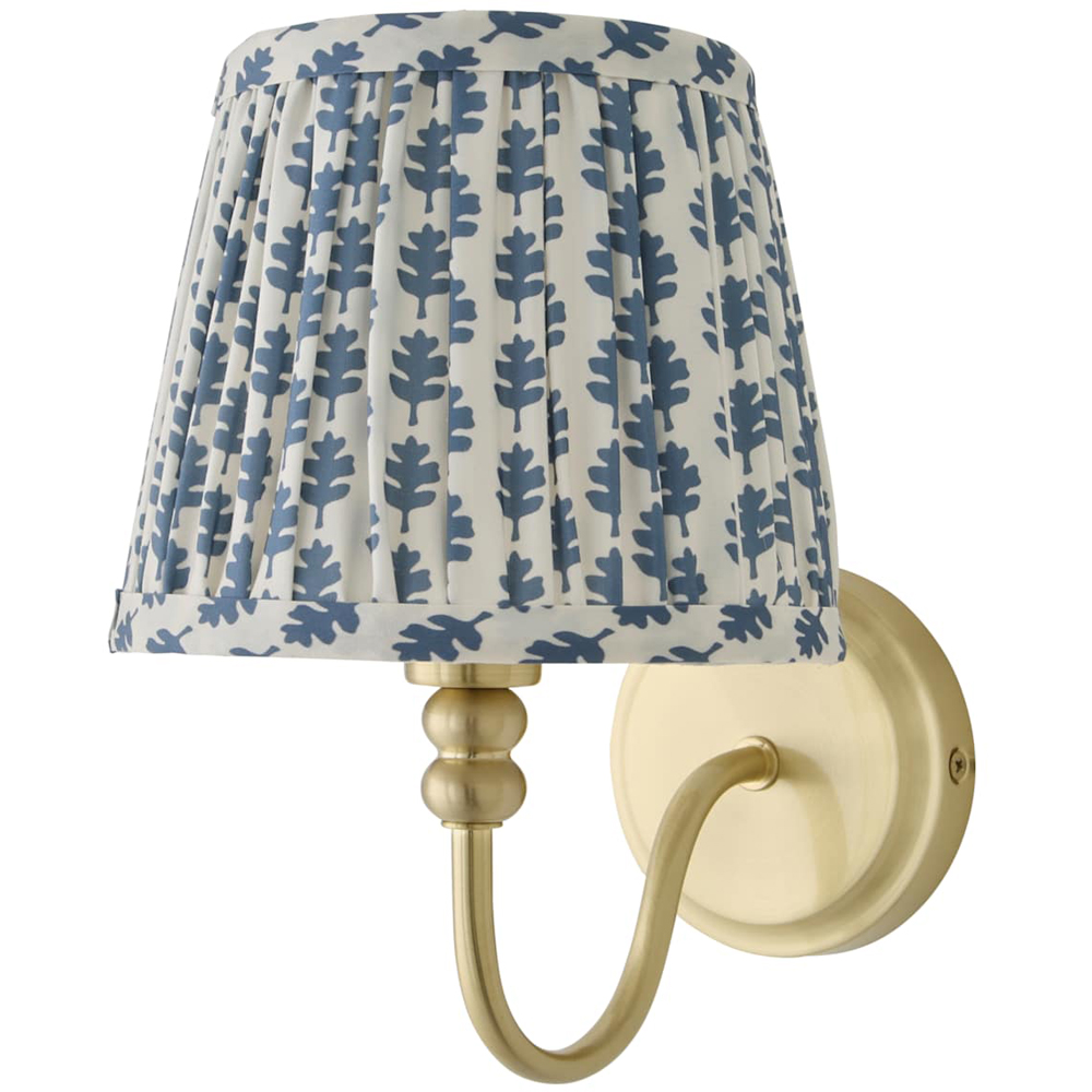 ValueLights Binky Blue Floral Shade Gold Rechargeable Wall Light with Bulb 2 Pack Image 1