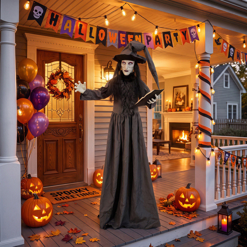 HOMCOM Light Up Life-Size Animated Witch Halloween Decoration 6ft Image 3