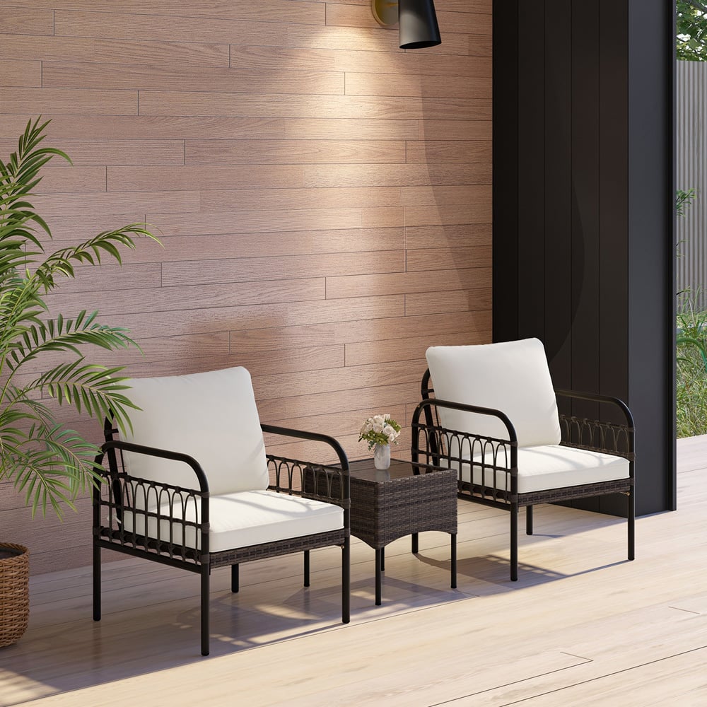 Costway 2 Seater Wicker Patio Bistro Set White Image 4