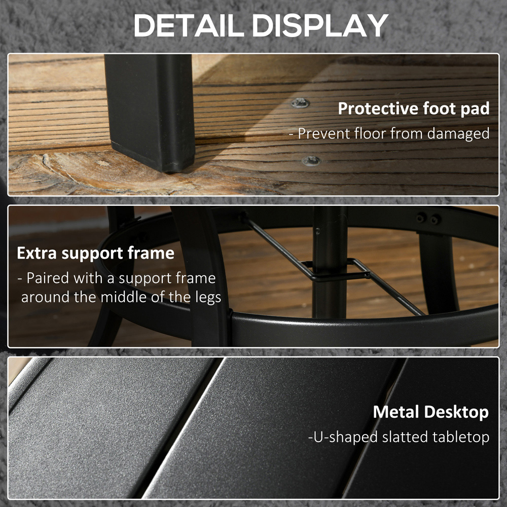 Outsunny 4 Seater Garden Dining Table Black Image 6