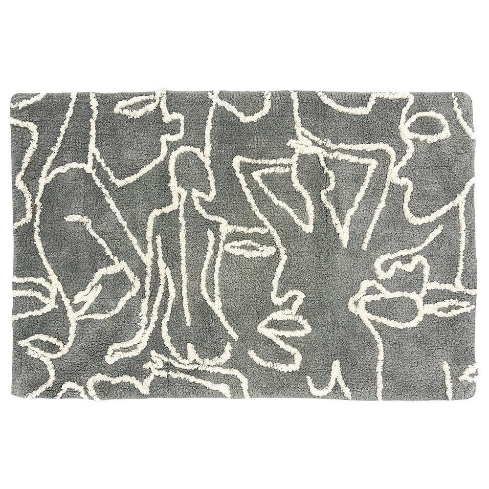 furn. Everybody Cotton Anti-Slip Grey and Cream Bath Mat Image 1