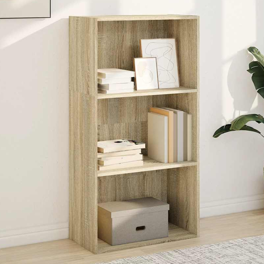 vidaXL 3 Shelf Sonoma Oak Bookcase Image 1