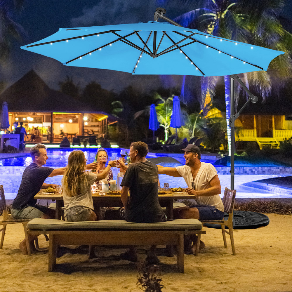 Costway Blue LED Cantilever Parasol 3m Image 2