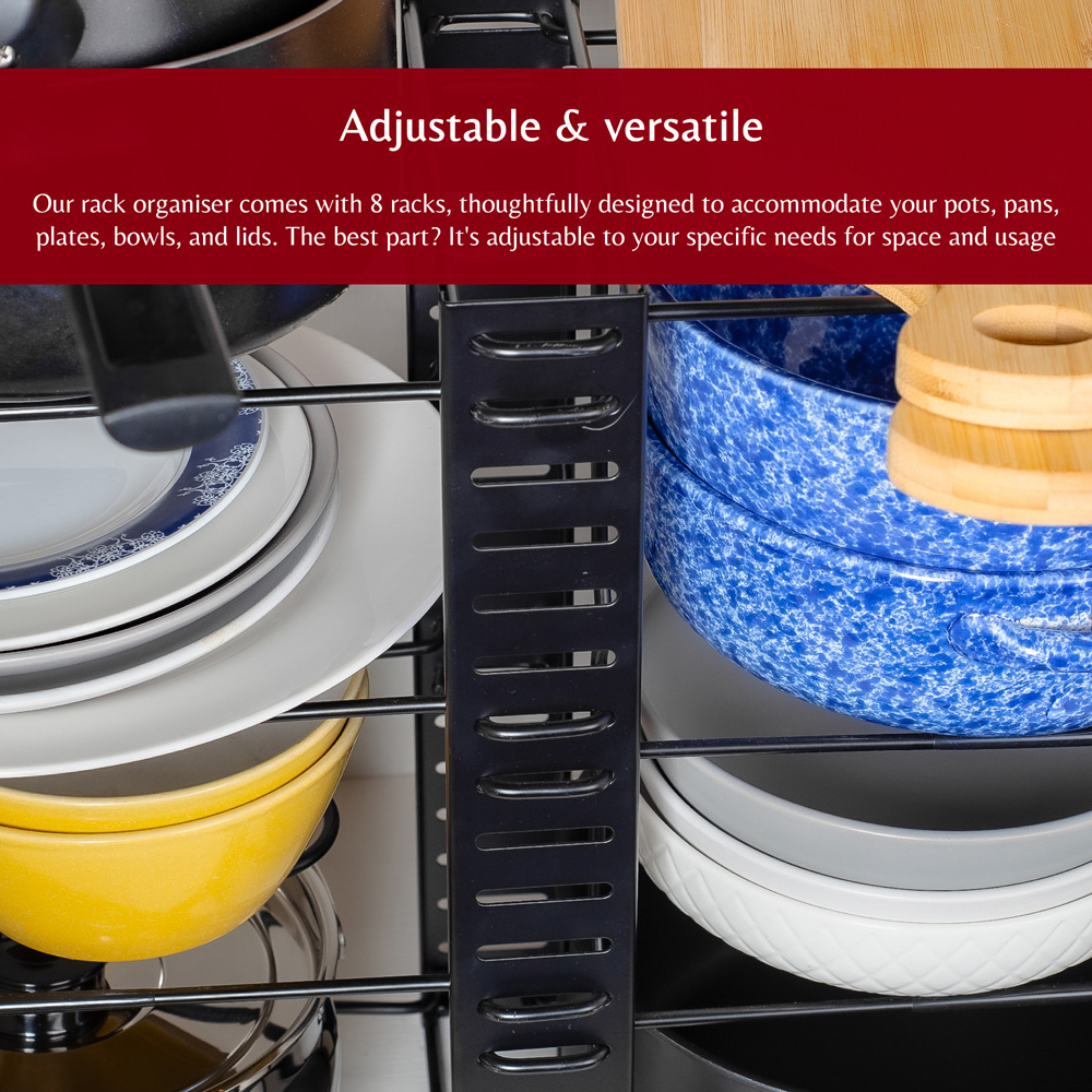 Innoteck Essentials Pots and Pans Organiser Rack with 8 Adjustable Divider Image 3