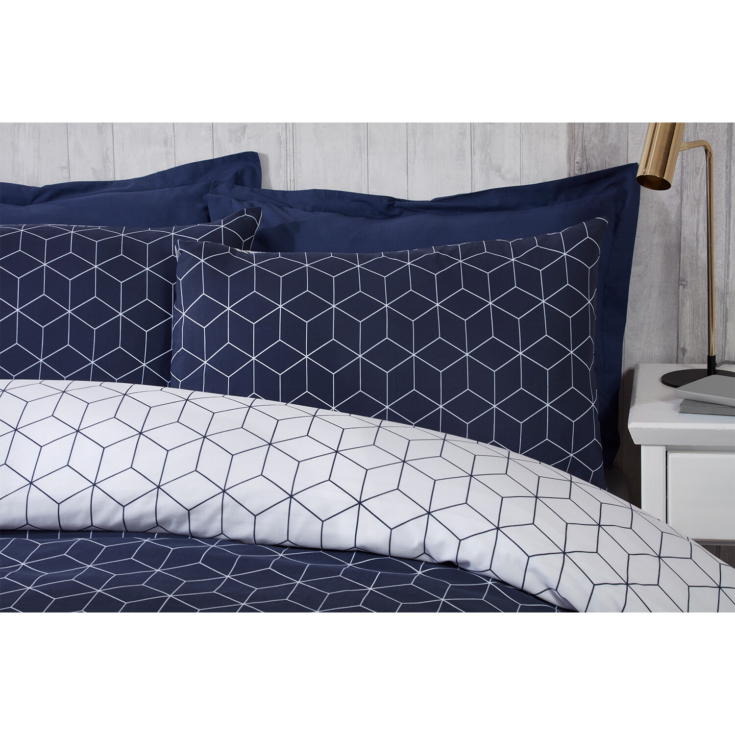 Divante Apollo Double Navy Geo Duvet Cover and Pillowcase Set Image 3