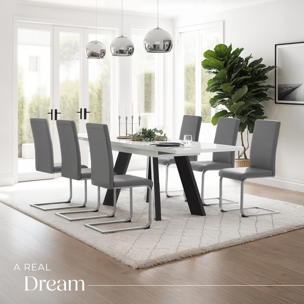 tectake Set of 8 Grey High Backrest Dining Chair Image 8