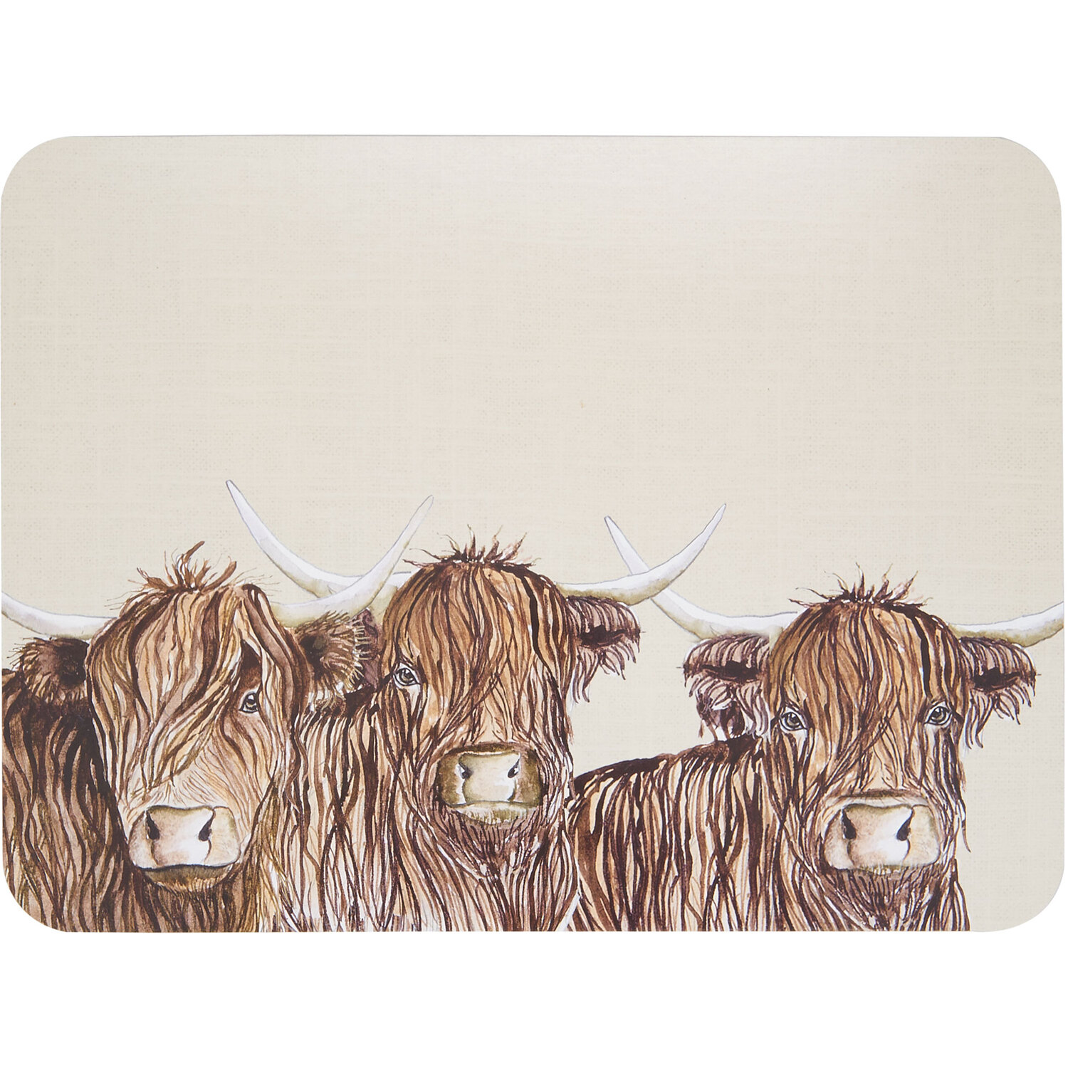 Impress 6 Pack Cream Highland Cow Placemat Image 3
