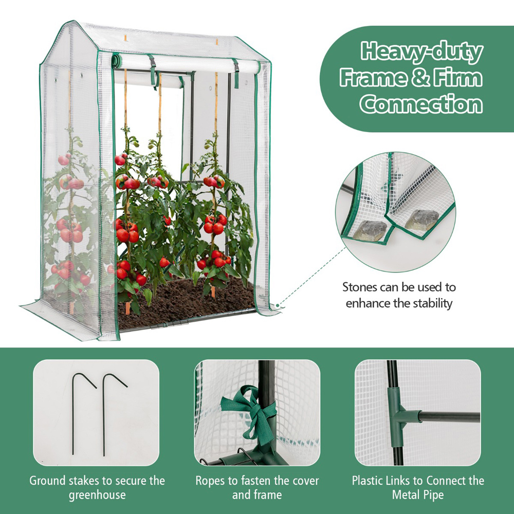 Costway Garden Grow Green House with 4 Shelves and Zippered Door Image 8
