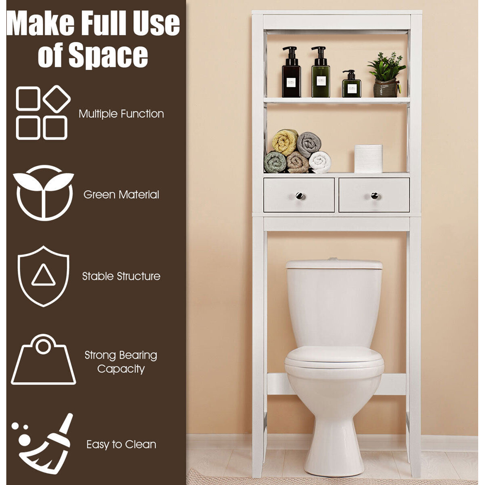 Costway 2 Drawer 2 Shelf X Frame Over the Toilet Bathroom Storage Image 6