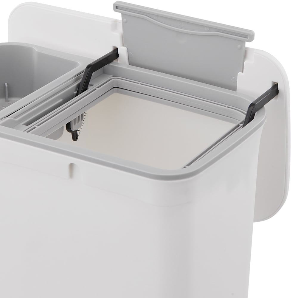 Living and Home White Wall Mounted Kitchen Trash Bin with Lid Image 4