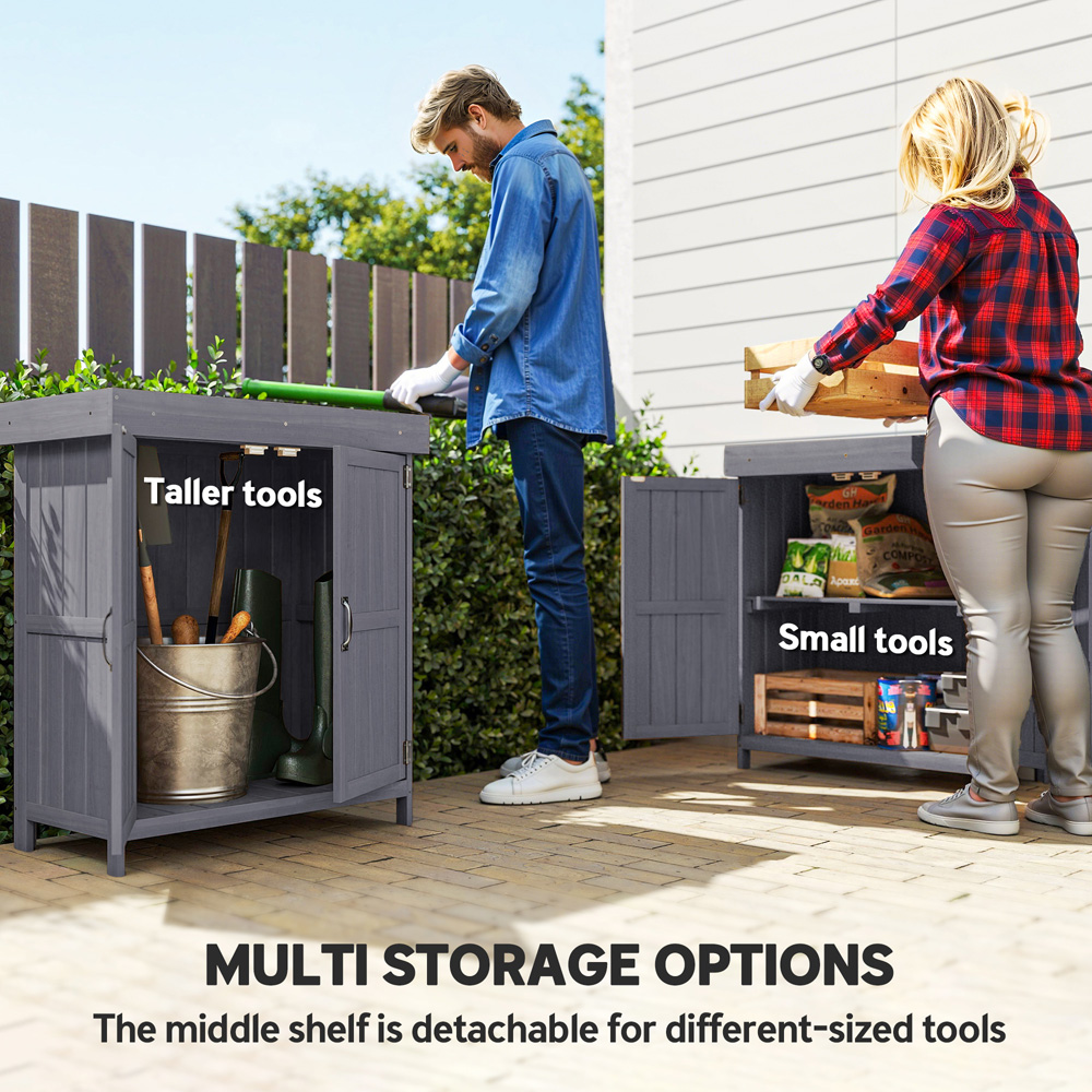 Outsunny 2.5 x 1.4ft Grey Burlywood Garden Shed Image 6