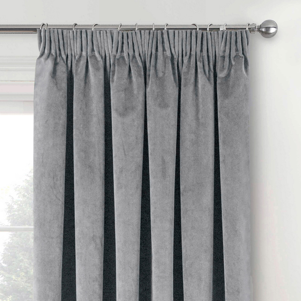Enhanced Living Oxford Grey Thermal Blackout Pencil Pleat Velvet Door Curtain 168 x 214cm Image 3
