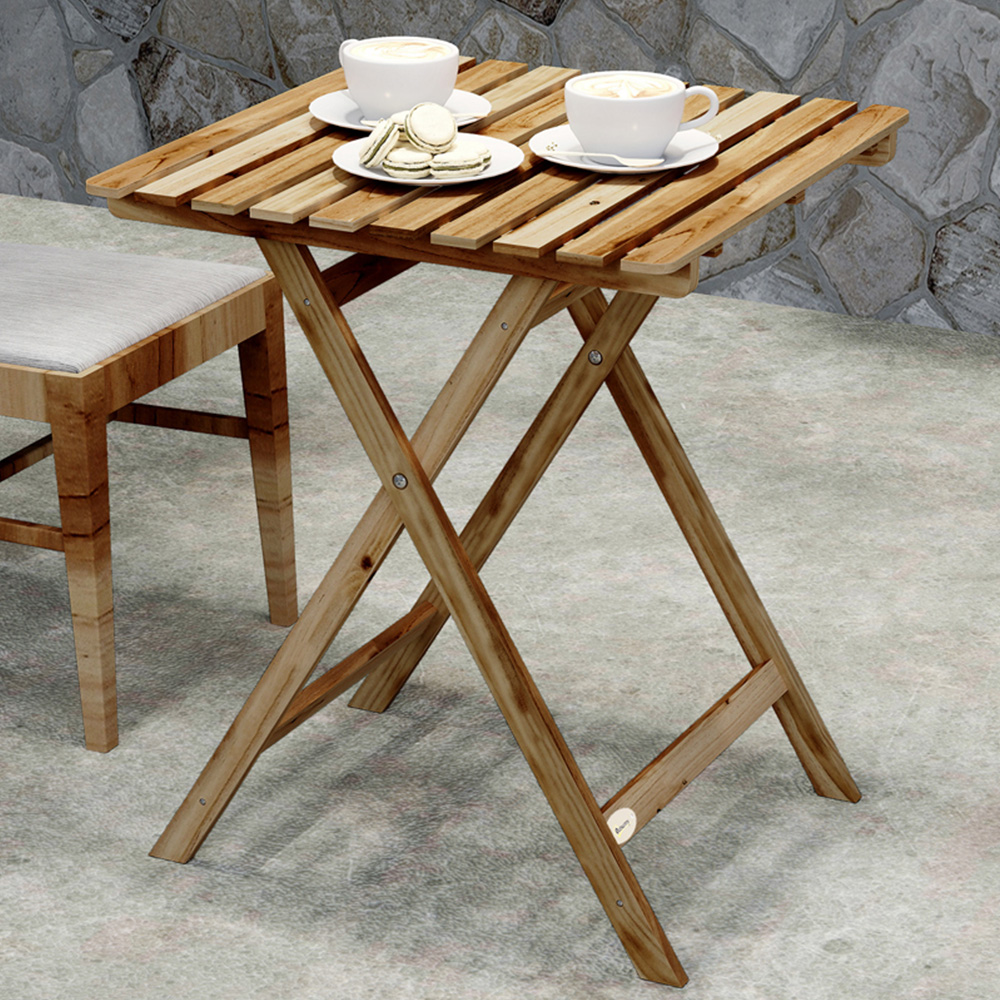 Outsunny Natural Wood Foldable Garden Coffee Table Image 1