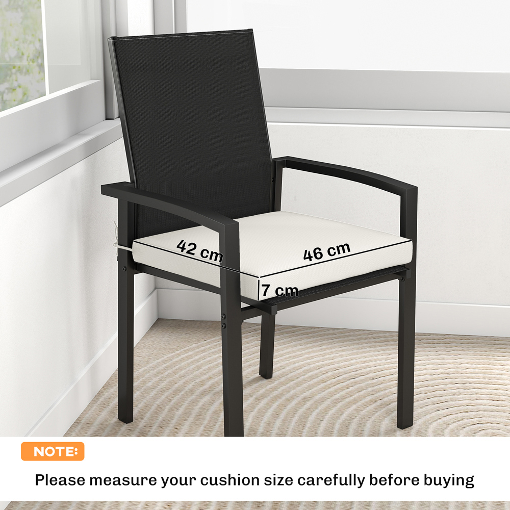 Outsunny Cream White Seat Cushion with Machine Washable Cover 46 x 42cm 6 Pack Image 9