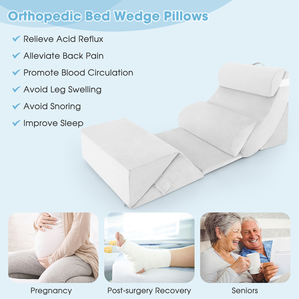 Costway White Adjustable Memory Foam Support Pillow Set 7 Piece Image 8