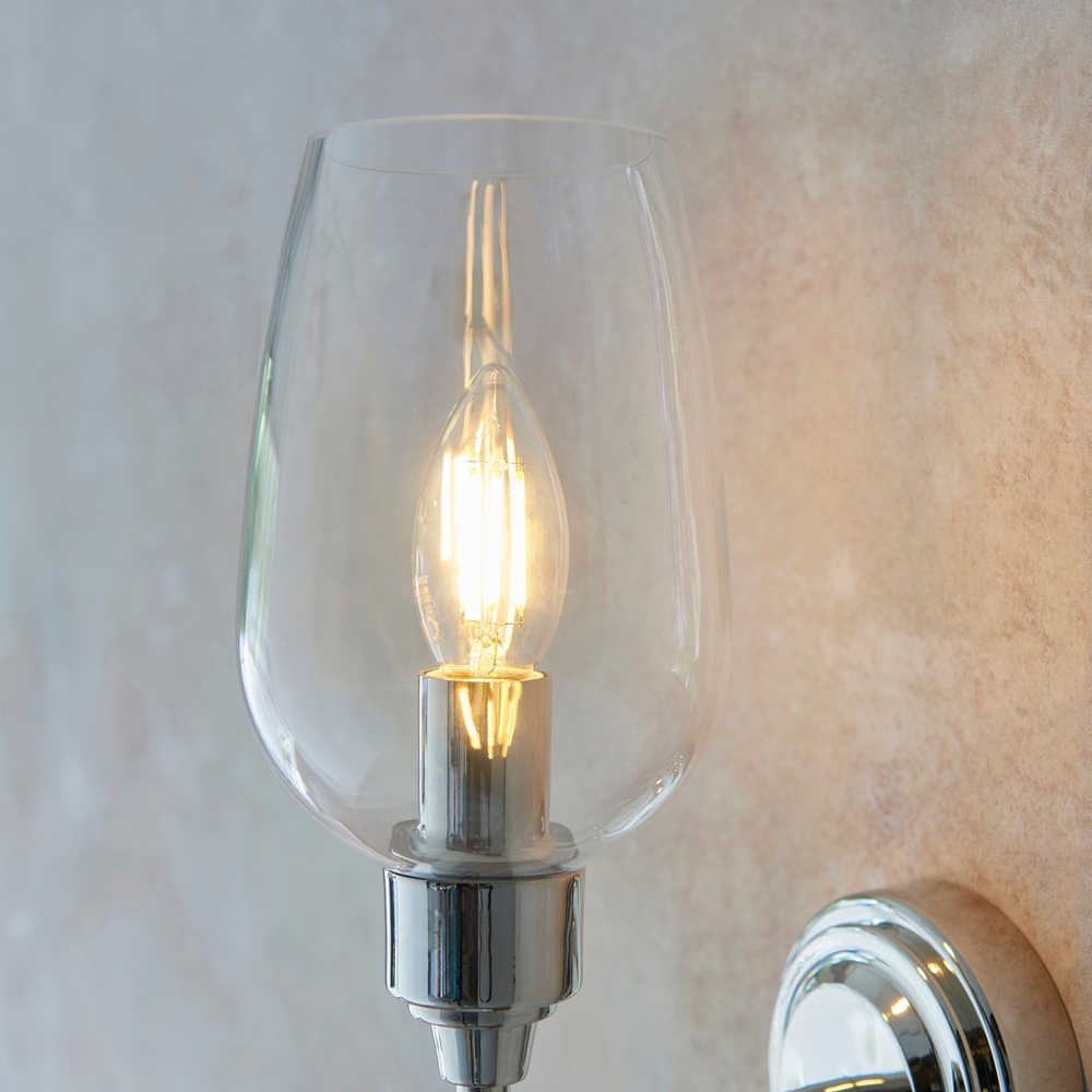 Merano Livorno Clear Glass Bright Nickel Plate Wall Lamp Image 4