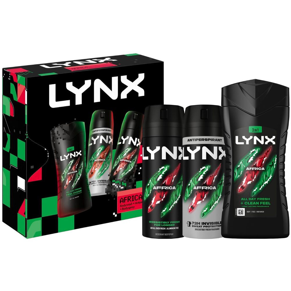 Lynx Africa Men's Body Wash Body Spray and Antiperspirant Gift Set 3 Piece 3 Pack Image 7