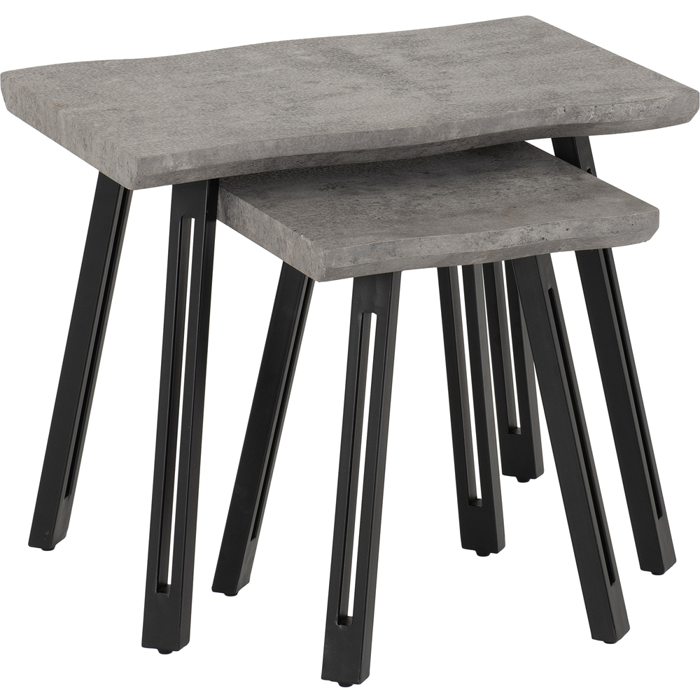 Seconique Quebec Concrete Effect Wave Edge Nest of Tables Set of 2 Image 2