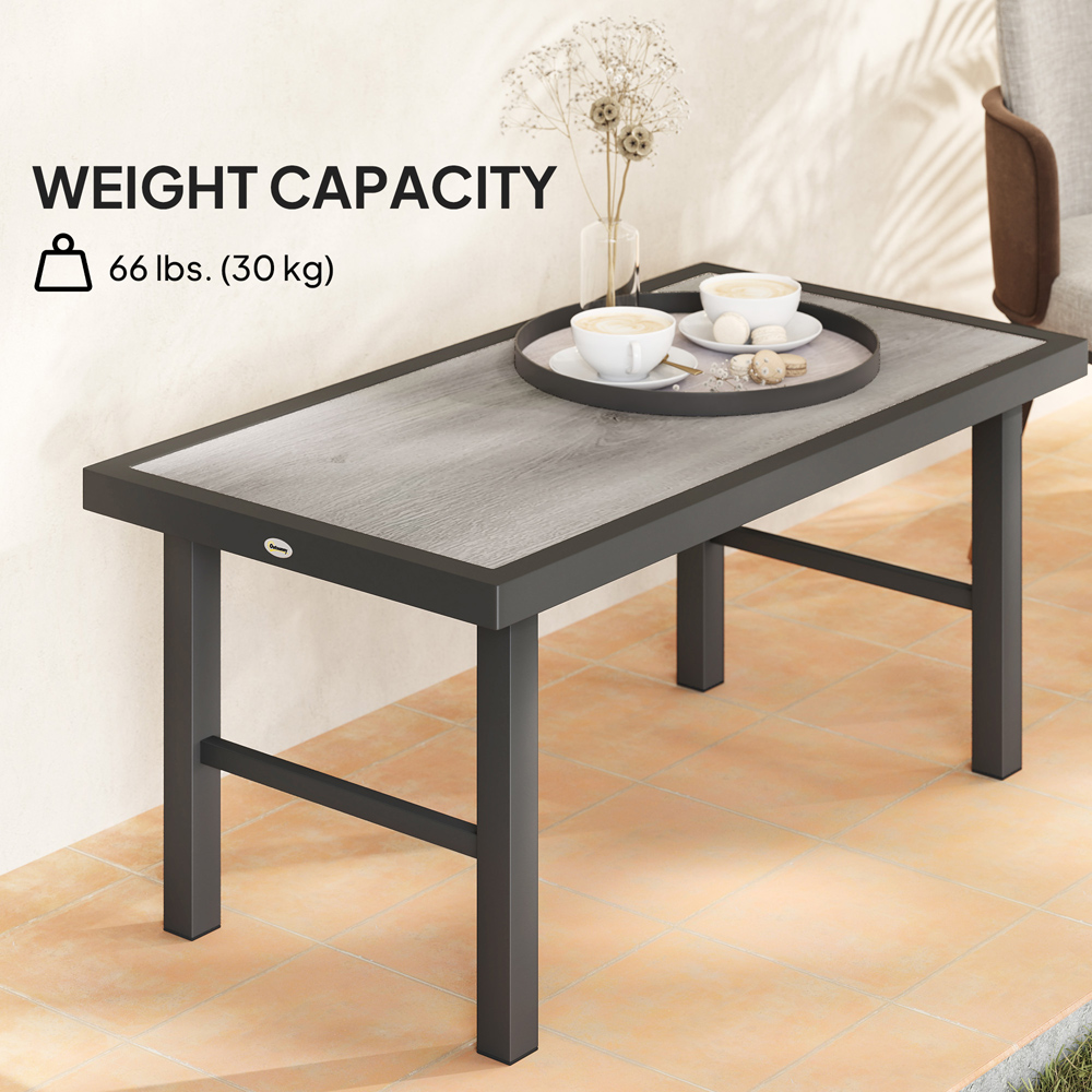Outsunny Grey Wood Effect Garden Coffee Table Image 6