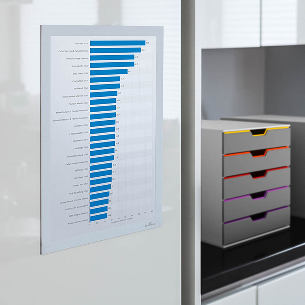 Durable DURAFRAME A4 White Self Adhesive Magnetic Signage Frame 10 Pack Image 2