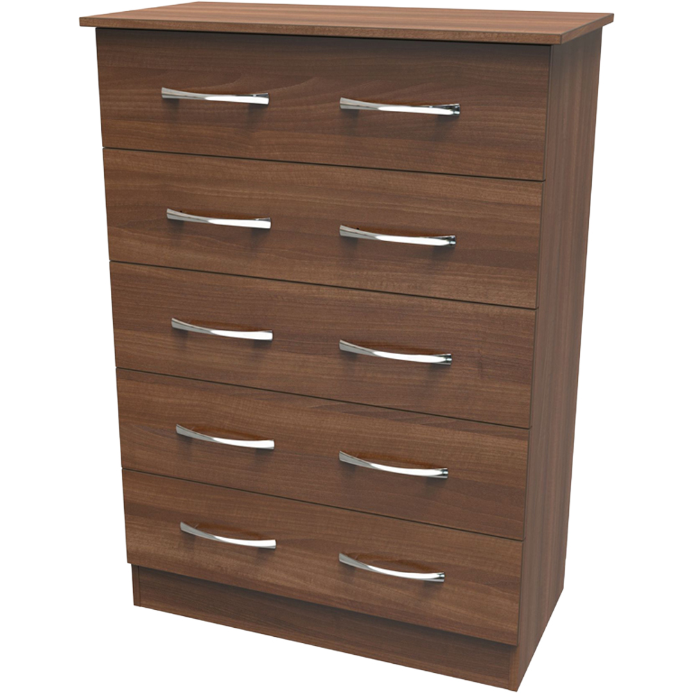 Crowndale Avon 5 Drawer Noche Walnut Chest of Drawers Image 2