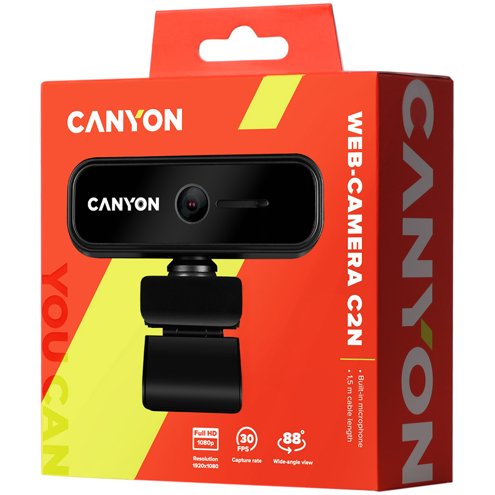 Canyon C2N Black 1080p Full HD Webcam with Built-in Microphone Image 3