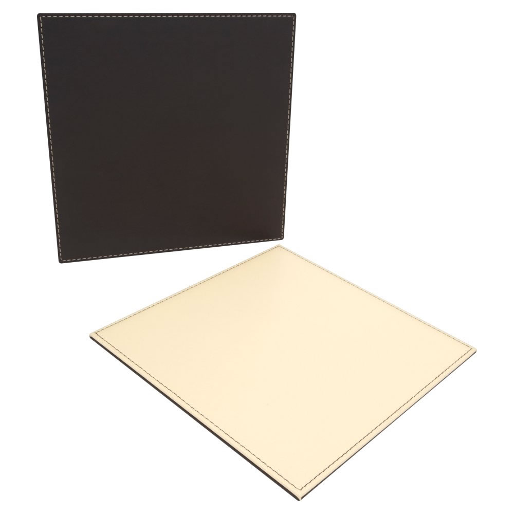 Wilko 4 pack Faux Leather Chocolate and Cream Plac emats Image