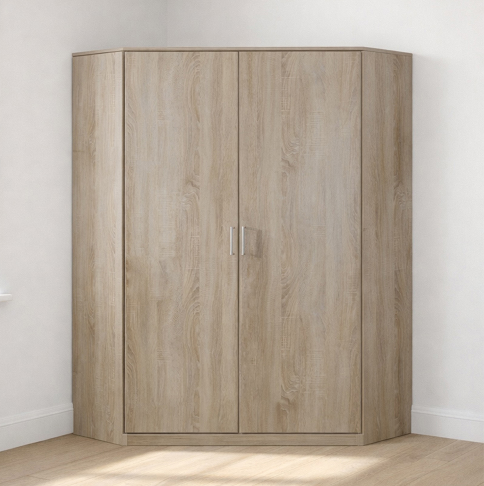 TJ'S Gerven 2 Door Oak Corner Wardrobe Image 1