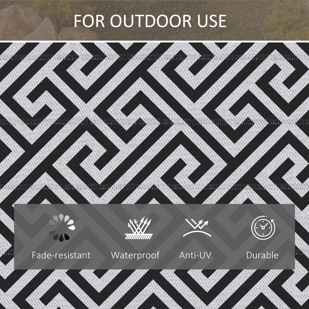Outsunny Black and White Reversible Outdoor Rug 121 x 182cm Image 5
