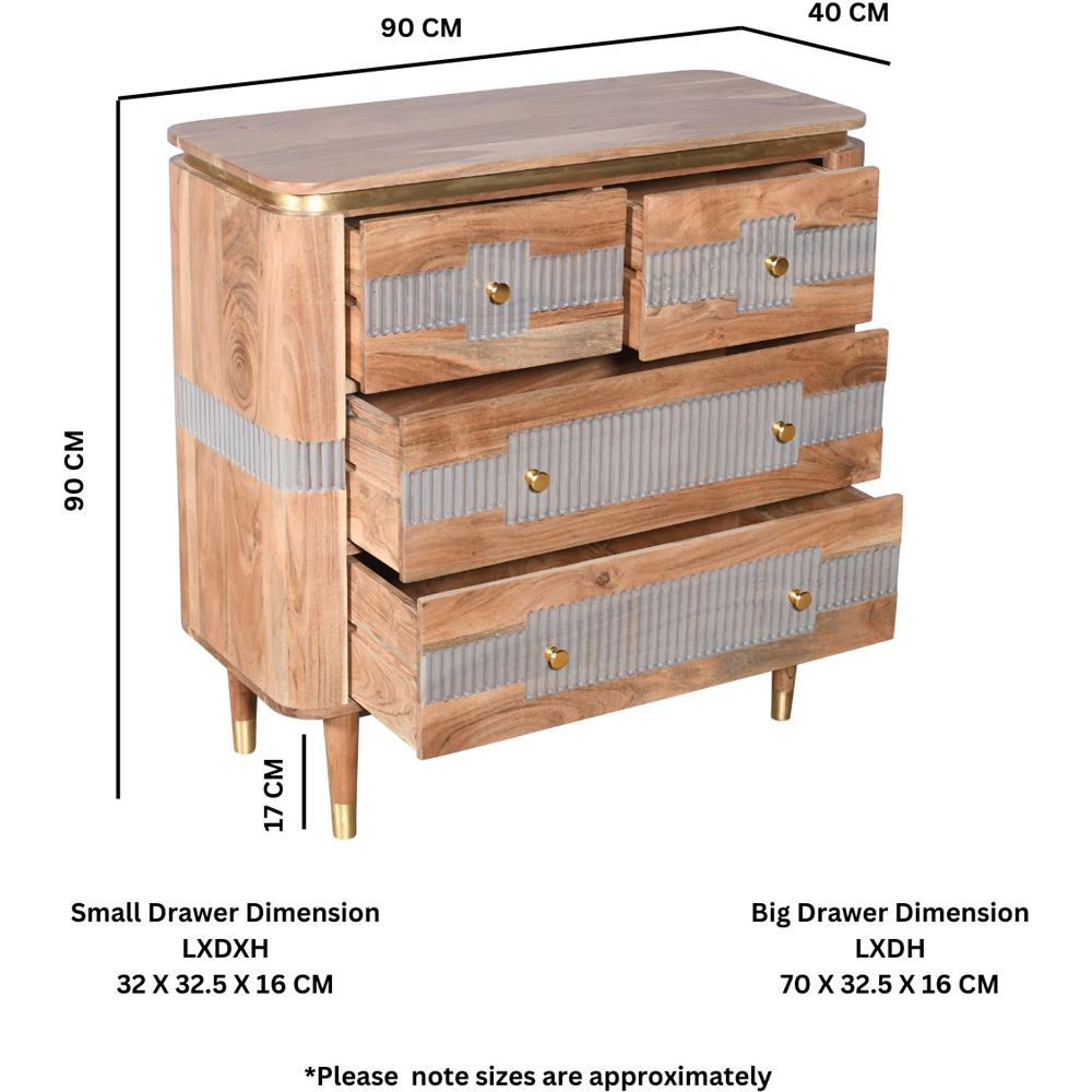 Brooklyn Wilton 4 Drawer Acacia Wood Chest of Drawers Image 7