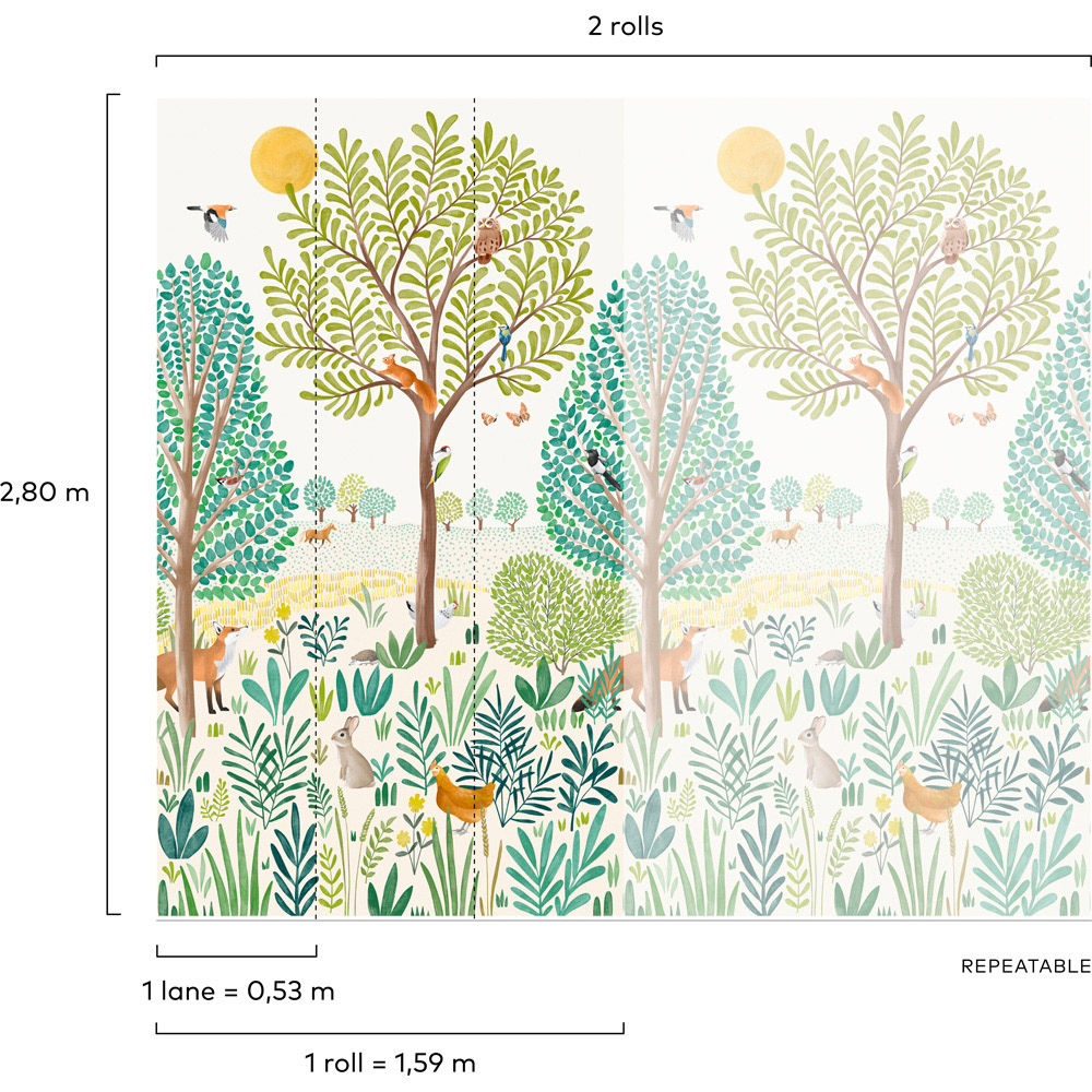 Grandeco Grena Nursery 3 Lane Wall Mural Image 4