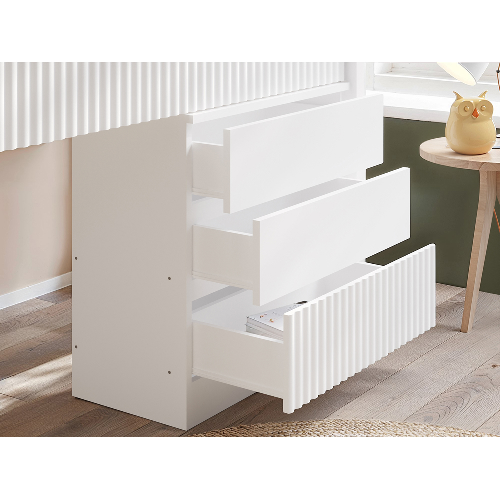 Flair Luca White Ribbed Mid Sleeper Bed with Chest and Cabinet Image 5