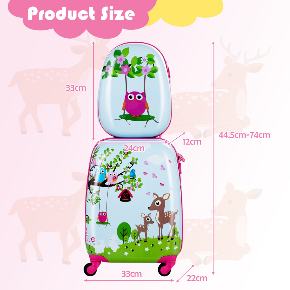 Costway Kids Forest 2 Piece Luggage Set Image 9