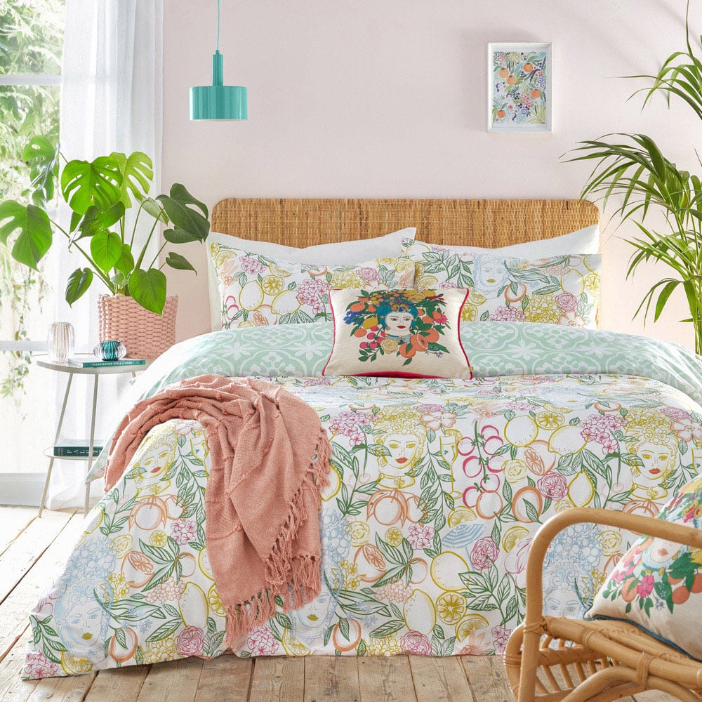 furn. Taormina Super King Size Multi Floral Duvet Cover Set Image 4