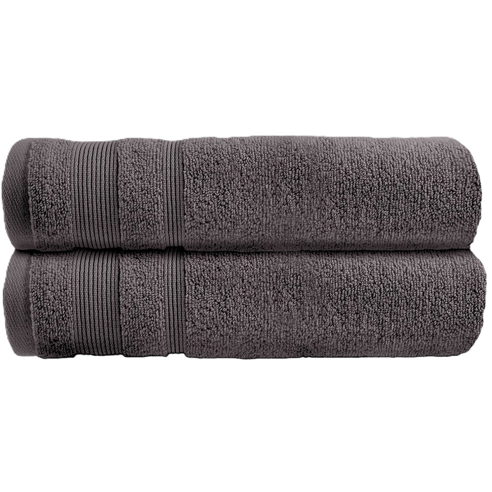 Allure Bath Fashions Luxury Zero Twist Egyptian Cotton Charcoal Grey Bath Towel 2 Pack Image 1