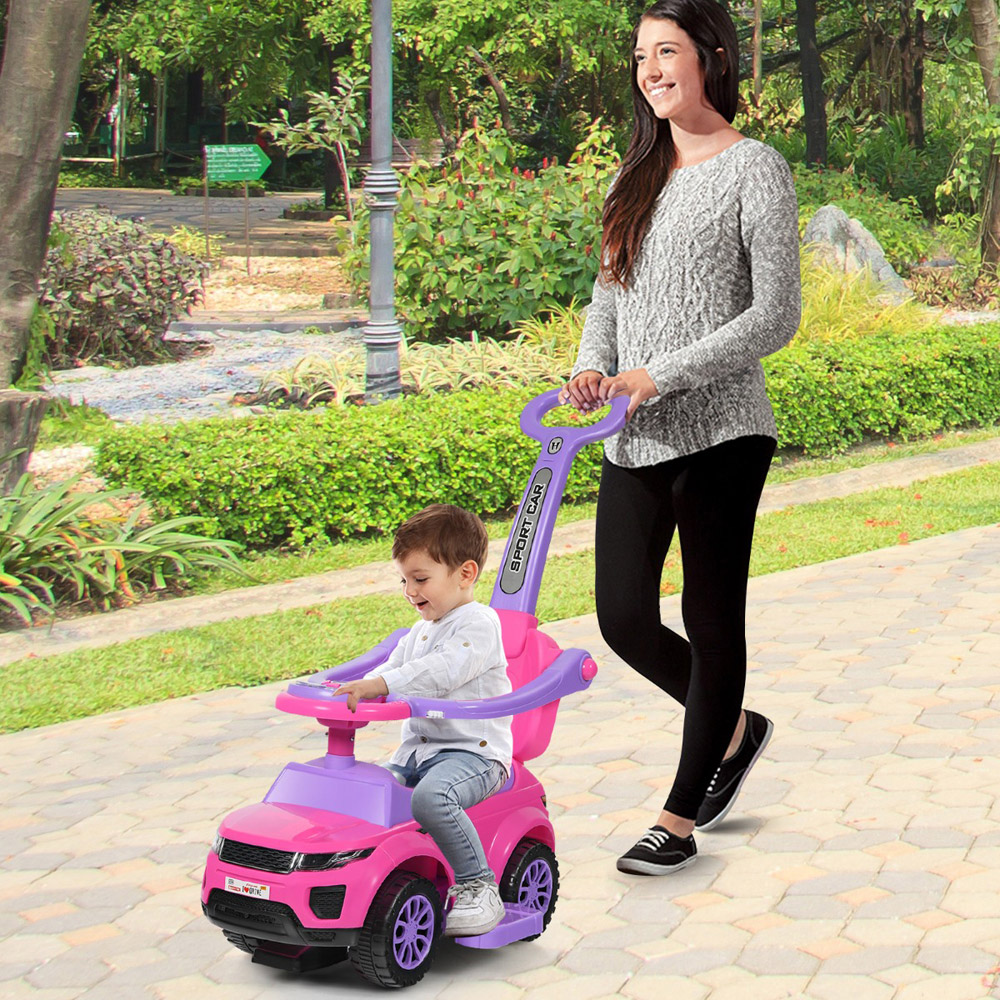 Costway 3-in-1 Kids Pink Sliding Ride On Push Car Stroller Image 5