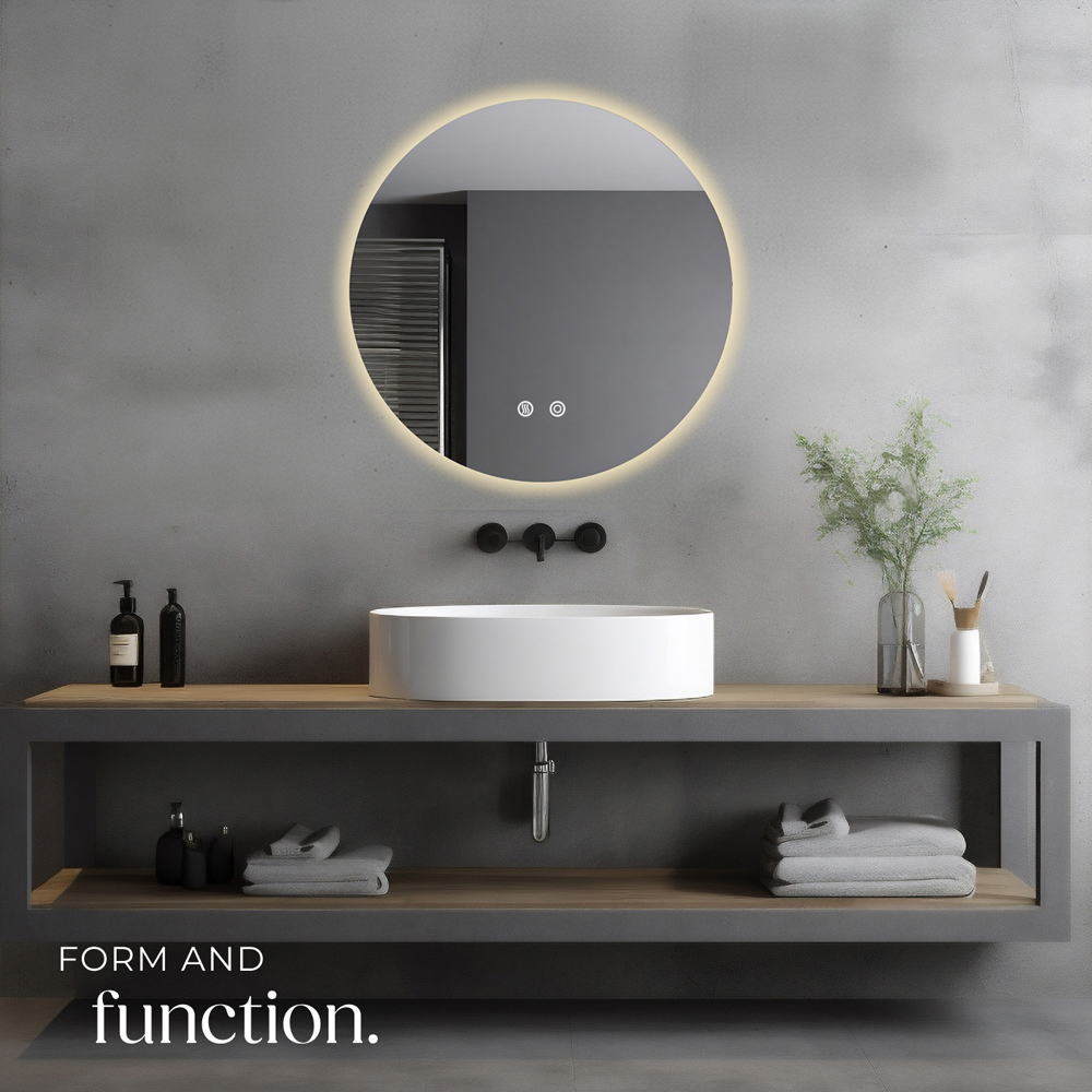 tectake Aurora Multicolour Anti-Fog Frameless Round LED Bathroom Wall Mirror 60cm Image 7