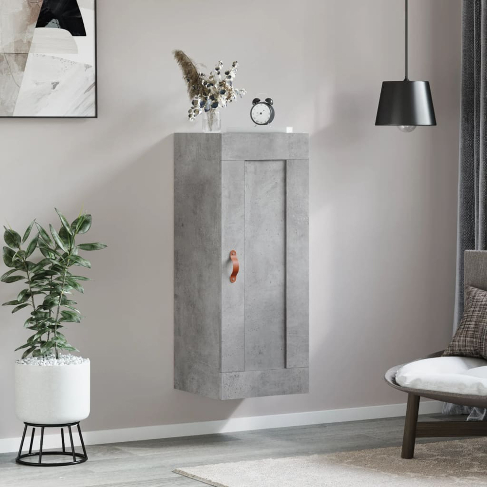 vidaXL Single Door Concrete Grey Wall Mounted Slim Cabinet Image 3
