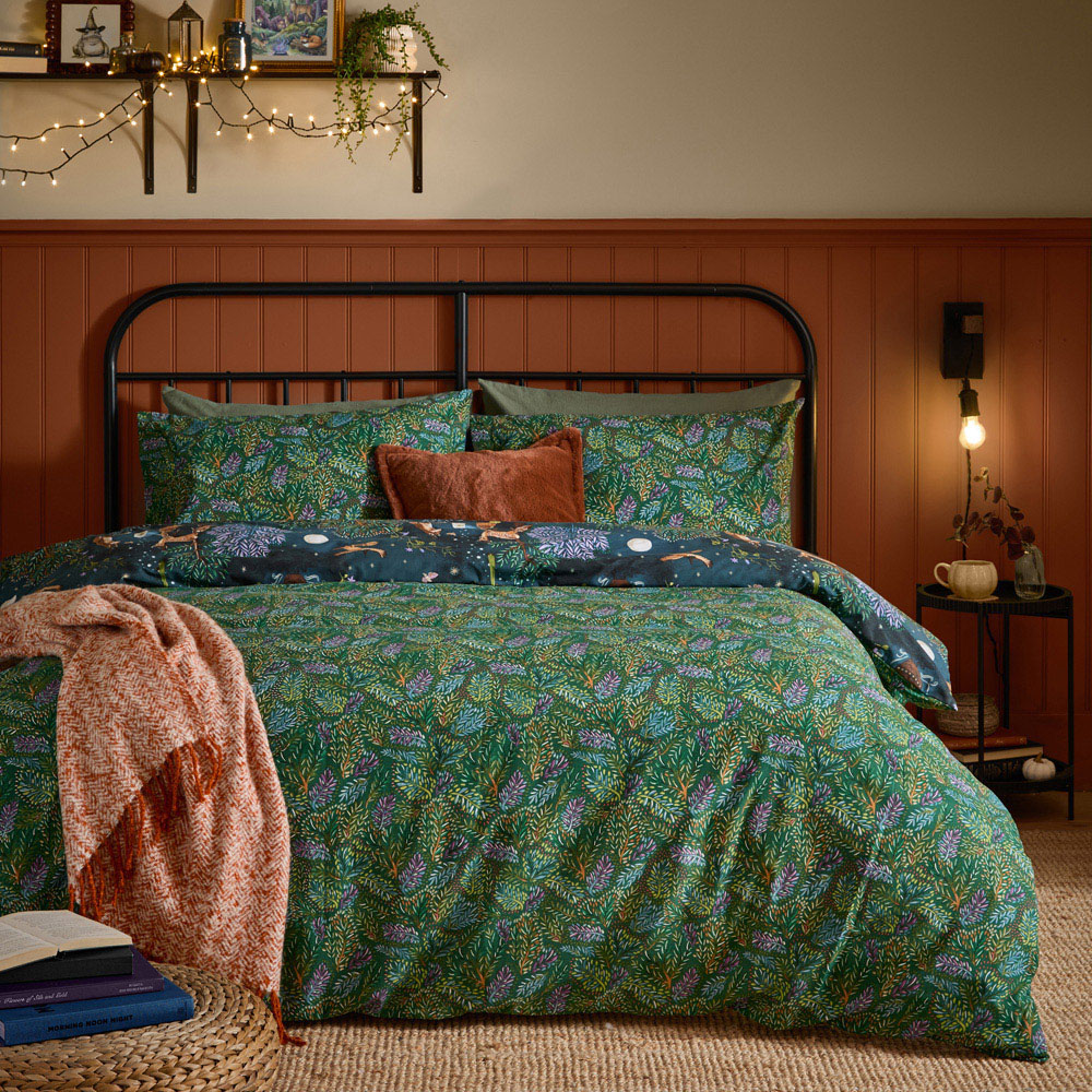 Furn Double Woodland Ritual Navy Reversible Duvet Set Image 2