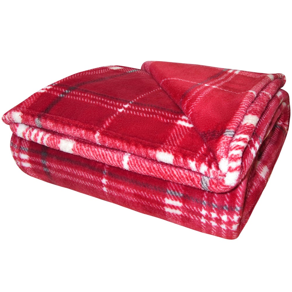 Velosso Wine Luxury Check Throw 130 x 180cm Image 1