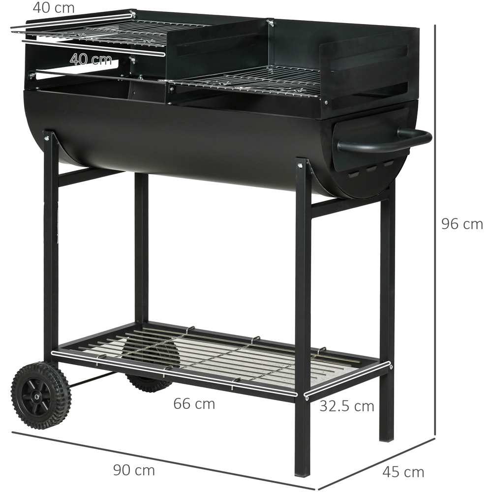 Outsunny Black Portable Dual Charcoal BBQ Grill Cart Image 8