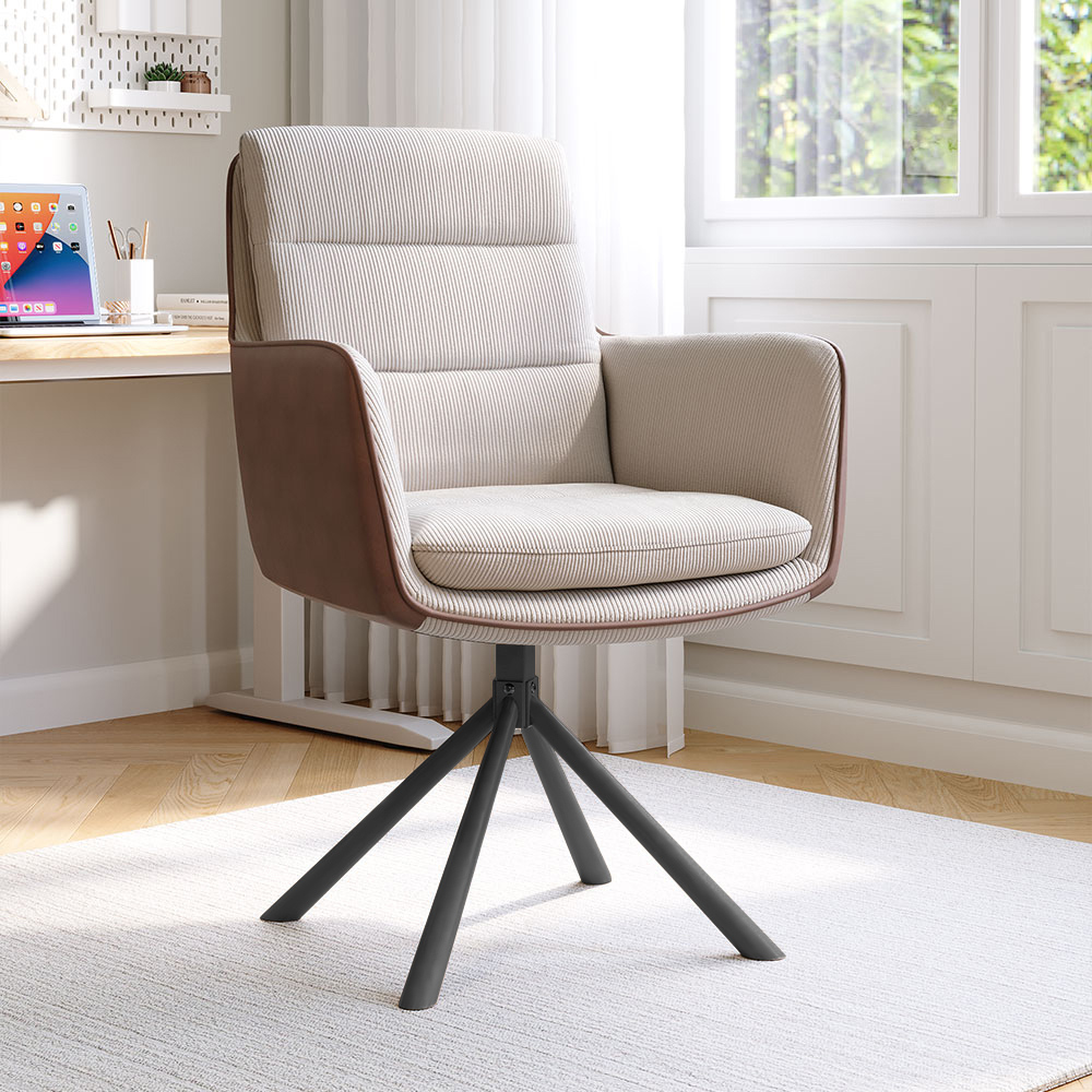 Living and Home Beige Modern Office Chair Accent Chair Image 8