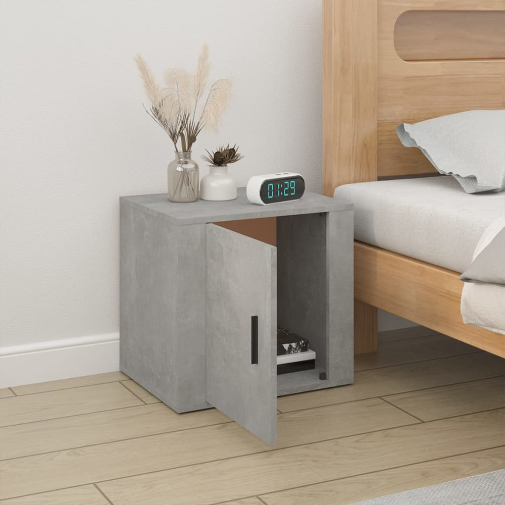 vidaXL Single Door Concrete Grey Bedside Table Image 8