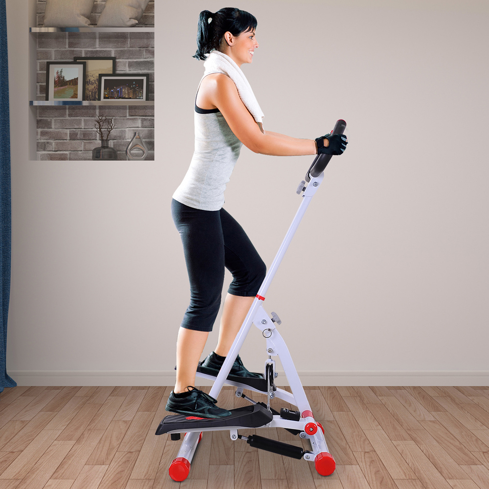 HOMCOM Red and White Steel Foldable Stepper Fitness Machine Image 2