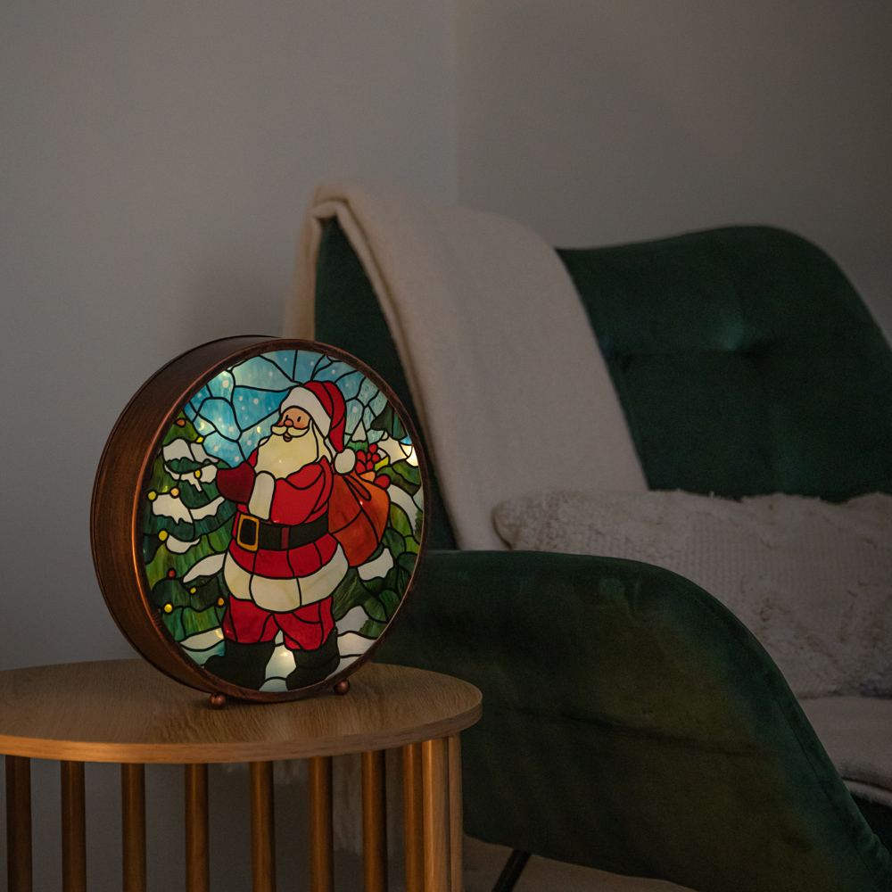 Samuel Alexander USB Powered Light Up Stained Glass Santa Christmas Decoration 25cm Image 3