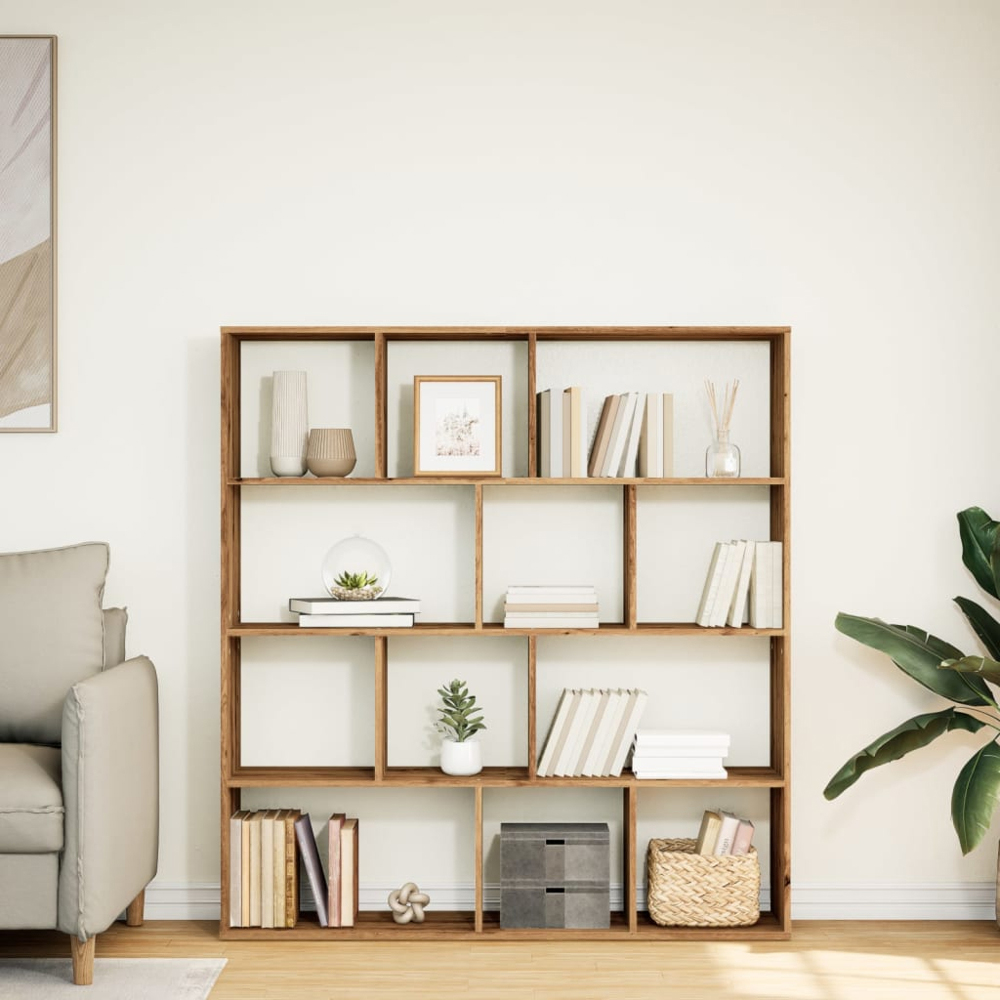 vidaXL 12 Shelf Artisanal Oak Bookcase Image 9